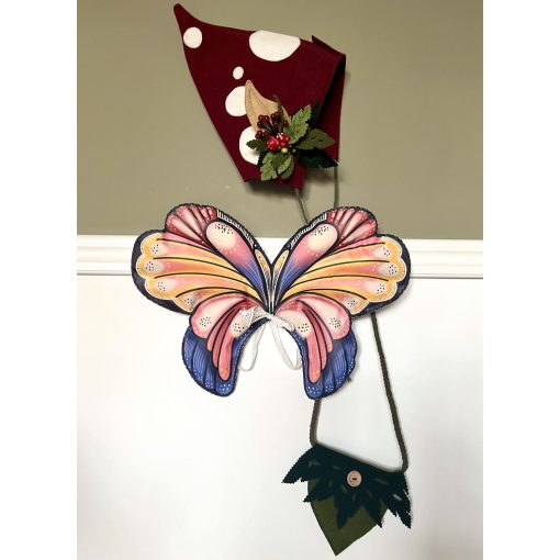 Pillangó szárnyú - manó sapkás szett (rózsaszín)